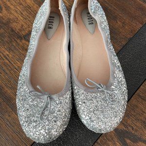 Girls Glitter Silver Flats Bloch EU 34/US 2